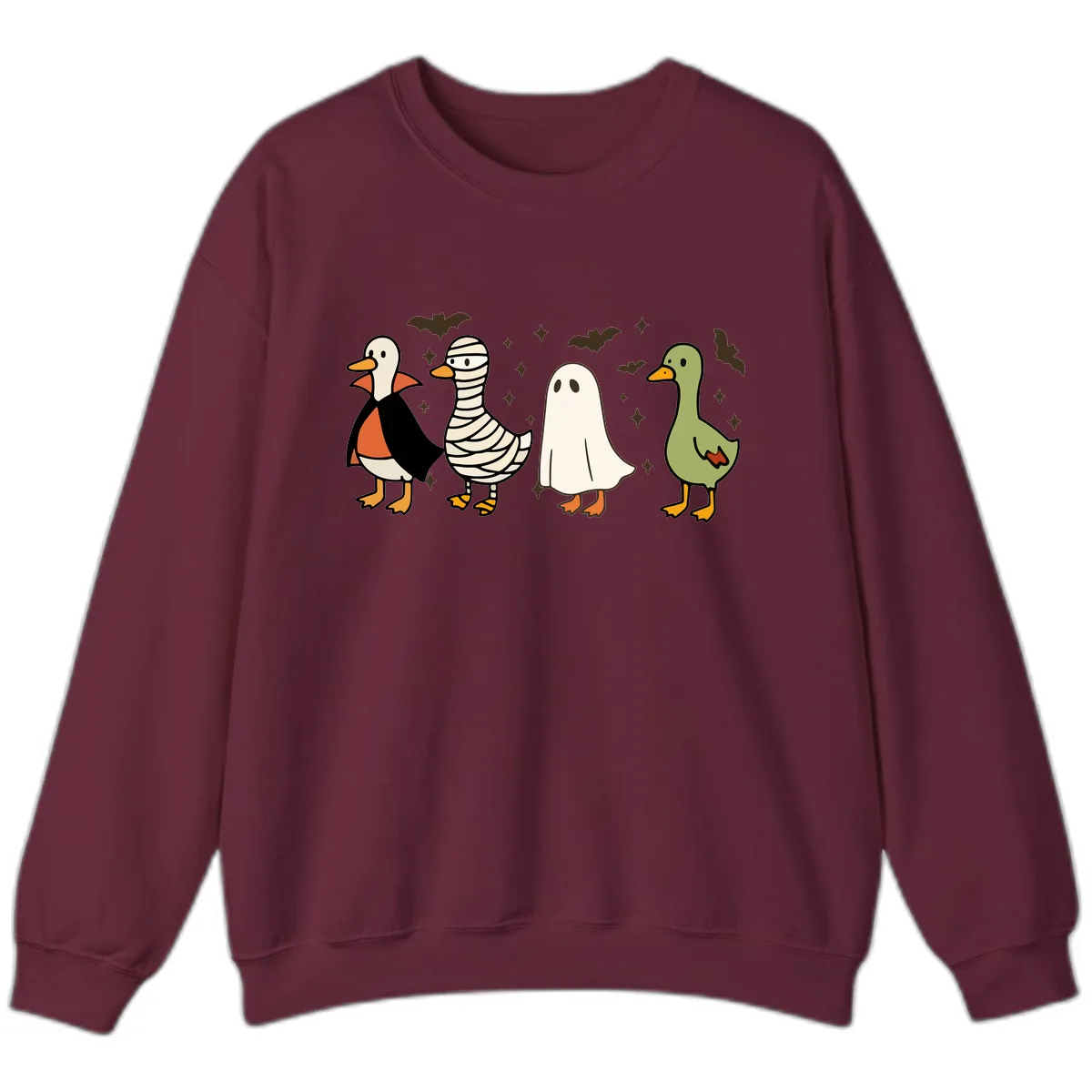 Halloween Ducks In Costume Sweatshirt in Maroon