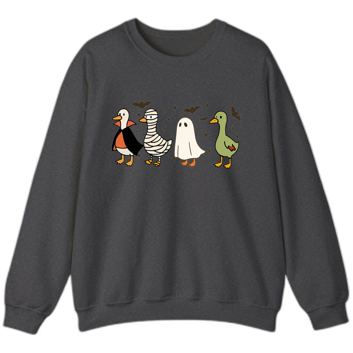Halloween Ducks In Costume Sweatshirt in Dark Heather