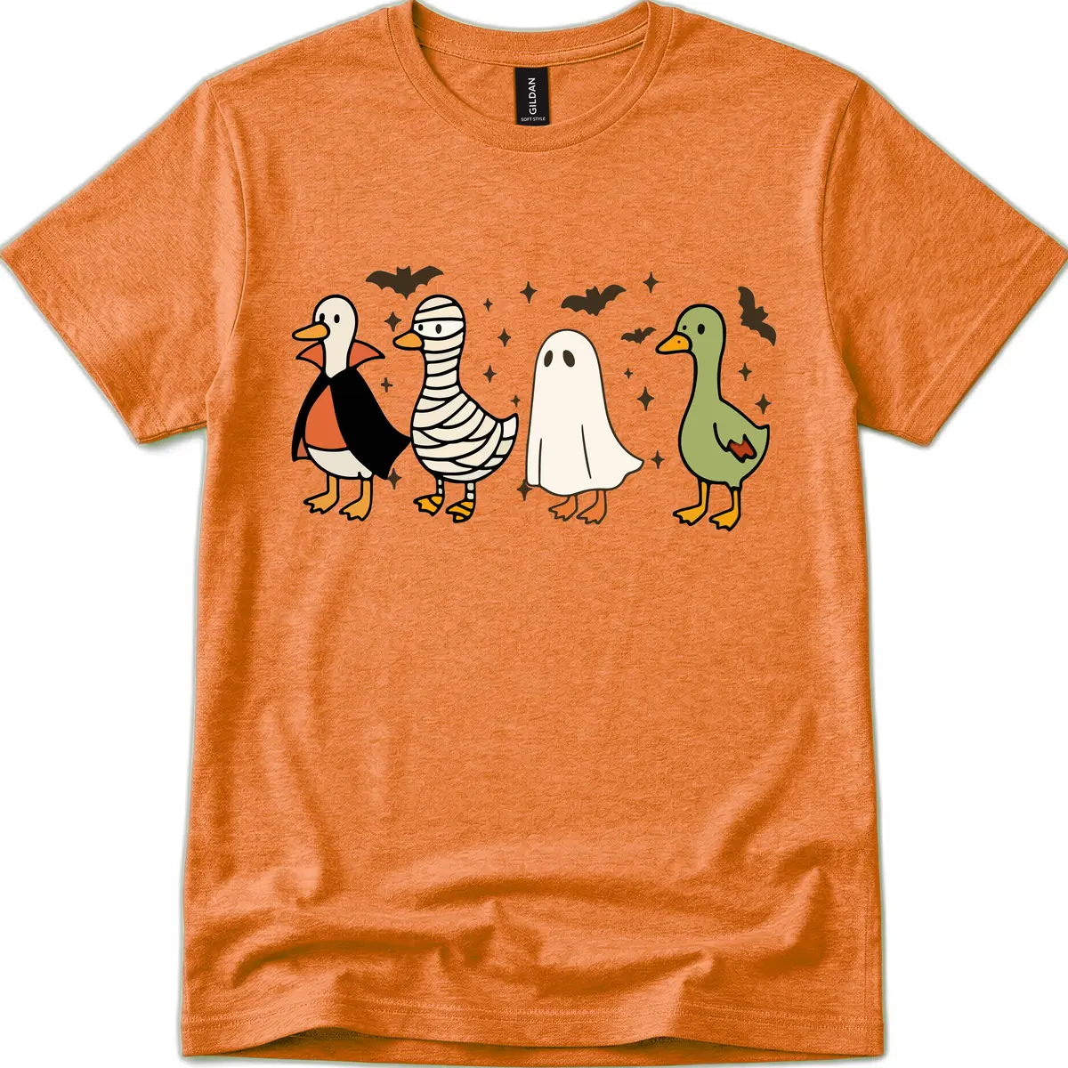 Halloween Ducks In Costume T-Shirt in Heather Orange