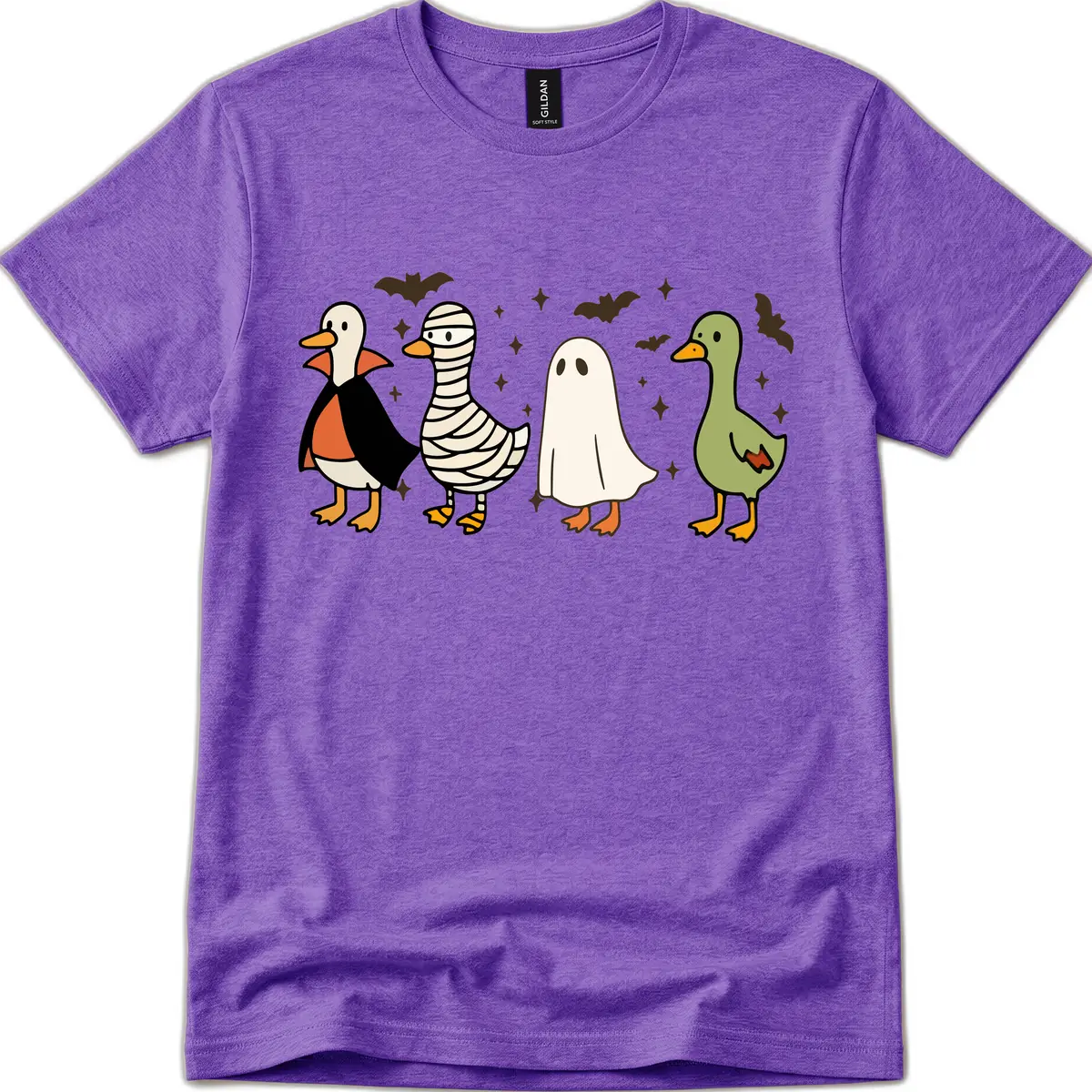 Halloween Ducks In Costume T-Shirt in Heather Purple