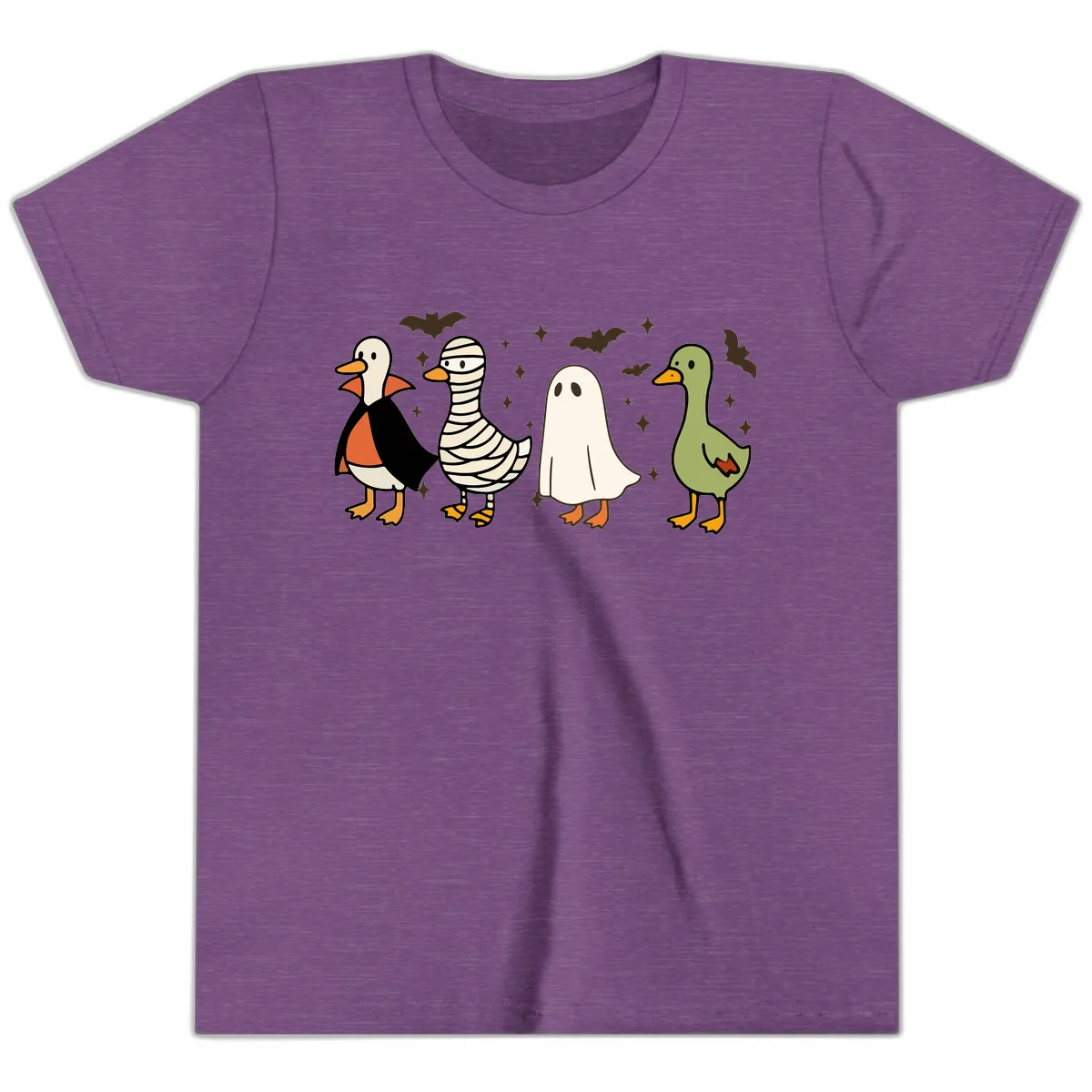 Halloween Ducks In Costume Youth T-Shirt in Heather Team Purple