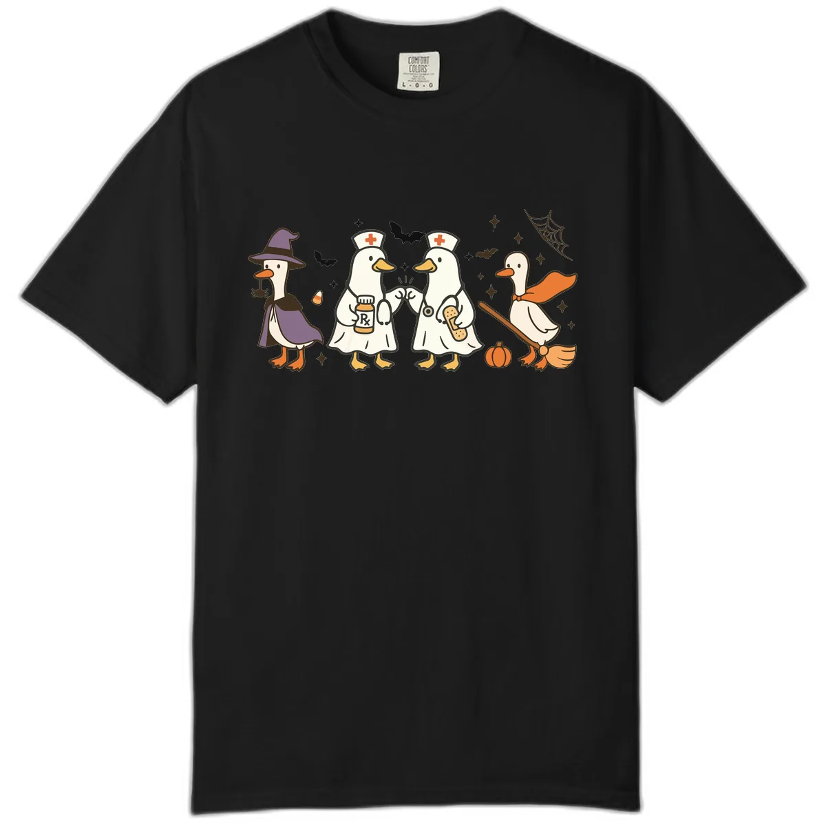 Halloween Duck Doctor Nurses Comfort Color in Black