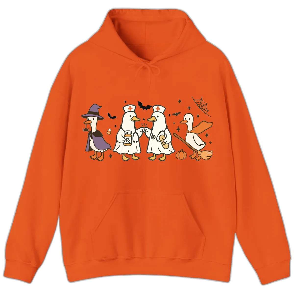 Halloween Duck Doctor Nurses Hoodie in Orange