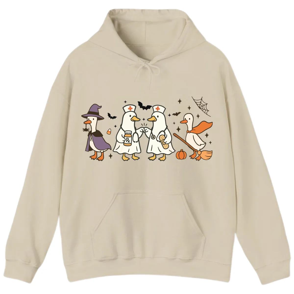 Halloween Duck Doctor Nurses Hoodie in Sand