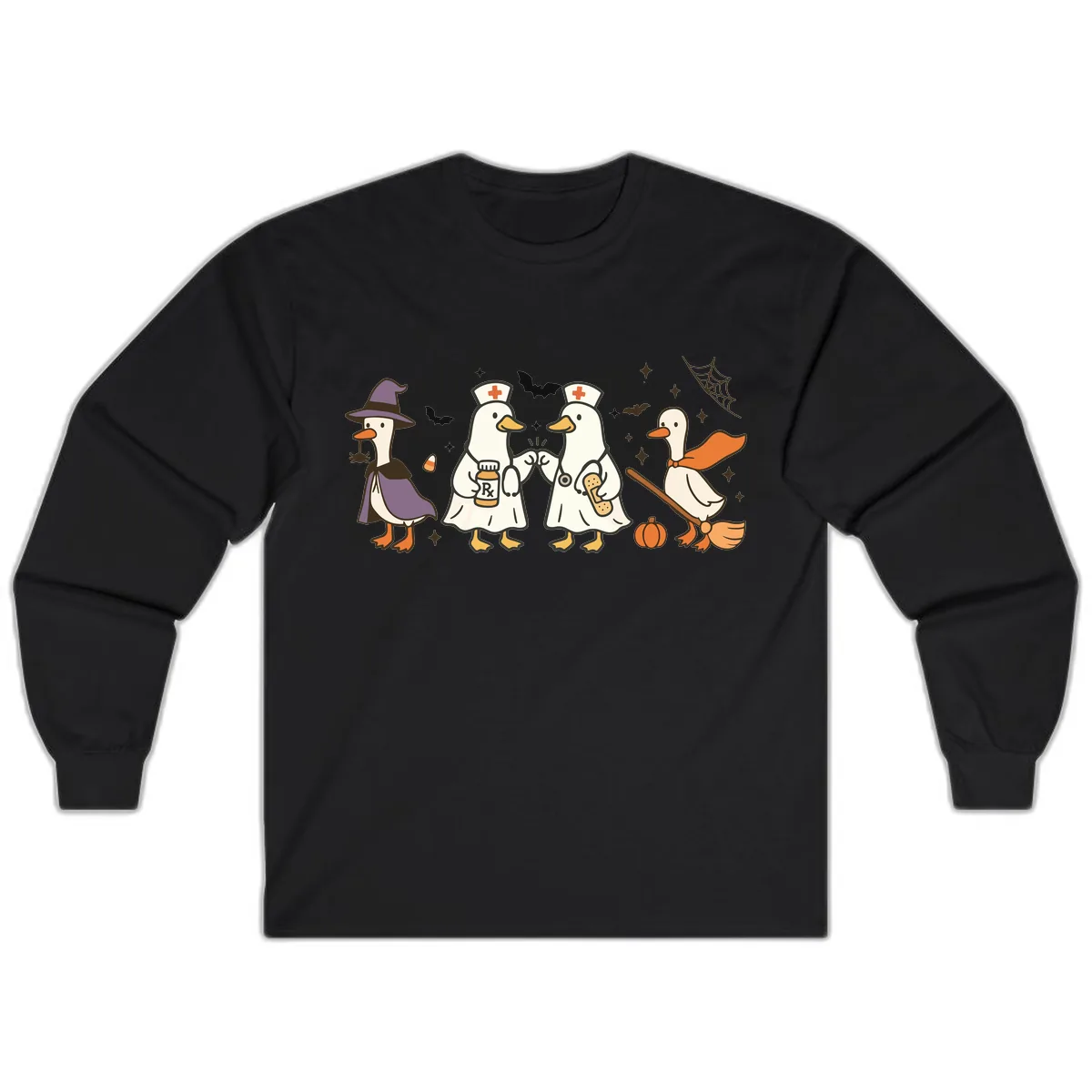 Halloween Duck Doctor Nurses Long Sleeve in Black