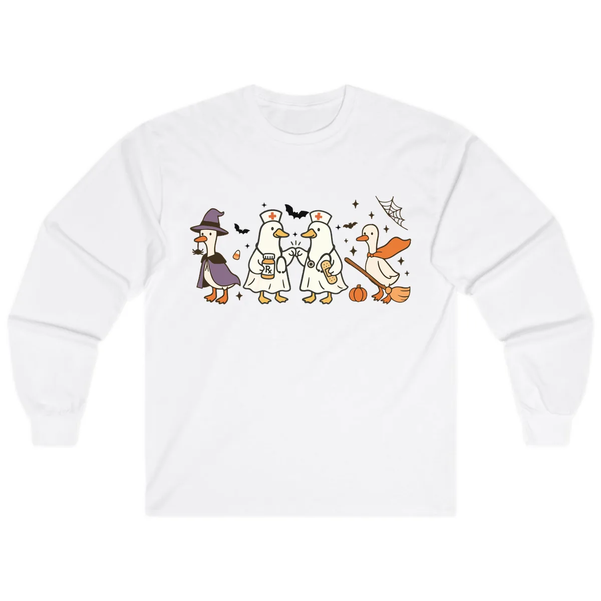 Halloween Duck Doctor Nurses Long Sleeve in White