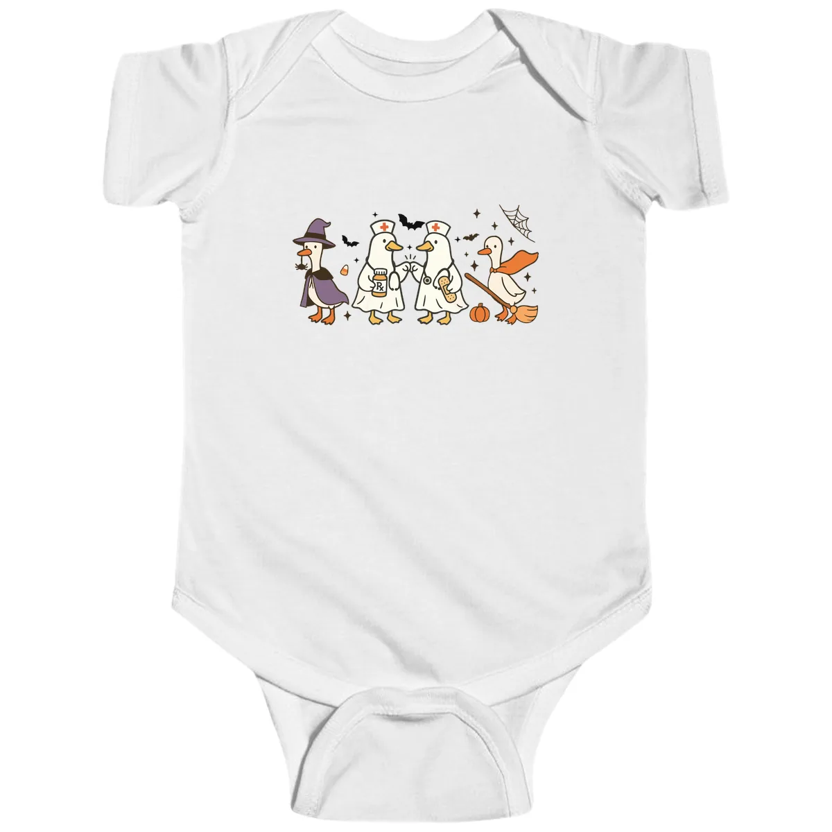 Halloween Duck Doctor Nurses Baby Onesie in White