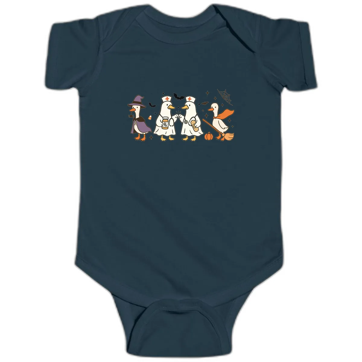Halloween Duck Doctor Nurses Baby Onesie in Navy