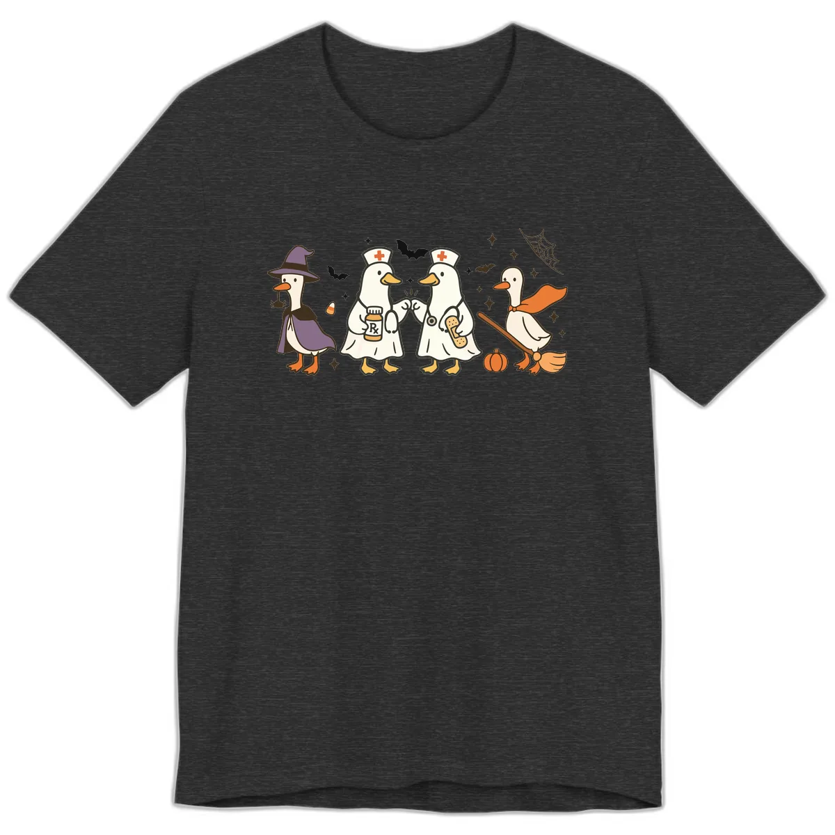 Halloween Duck Doctor Nurses Premium T-Shirt in Dark Grey Heather