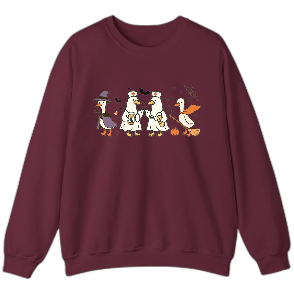 Halloween Duck Doctor Nurses Sweatshirt in Maroon