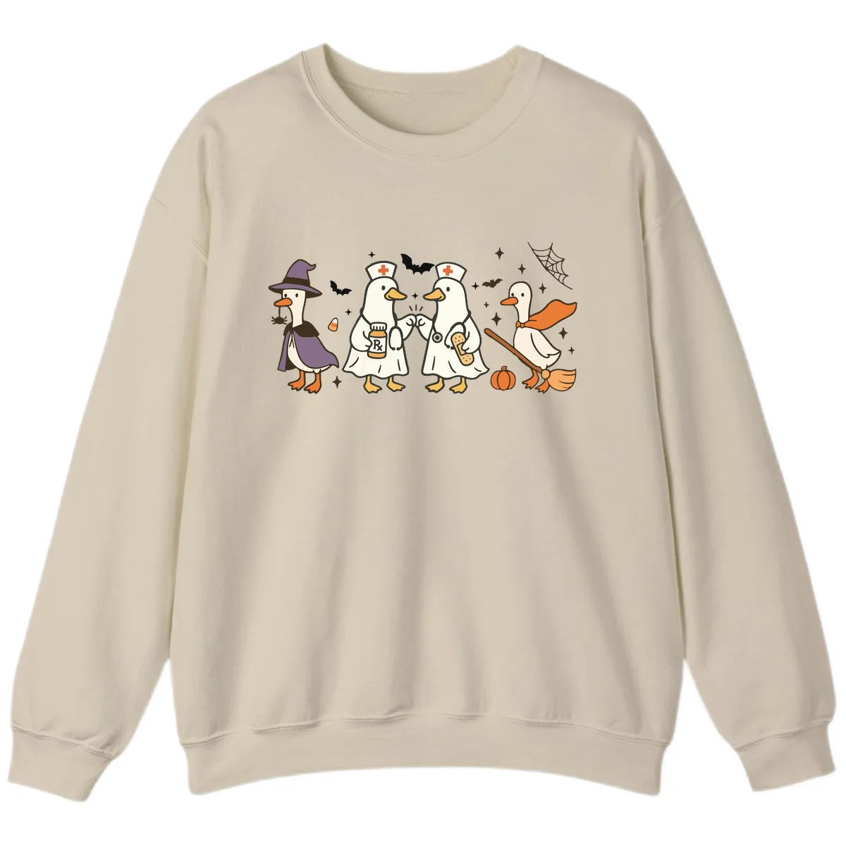 Halloween Duck Doctor Nurses Sweatshirt in Sand