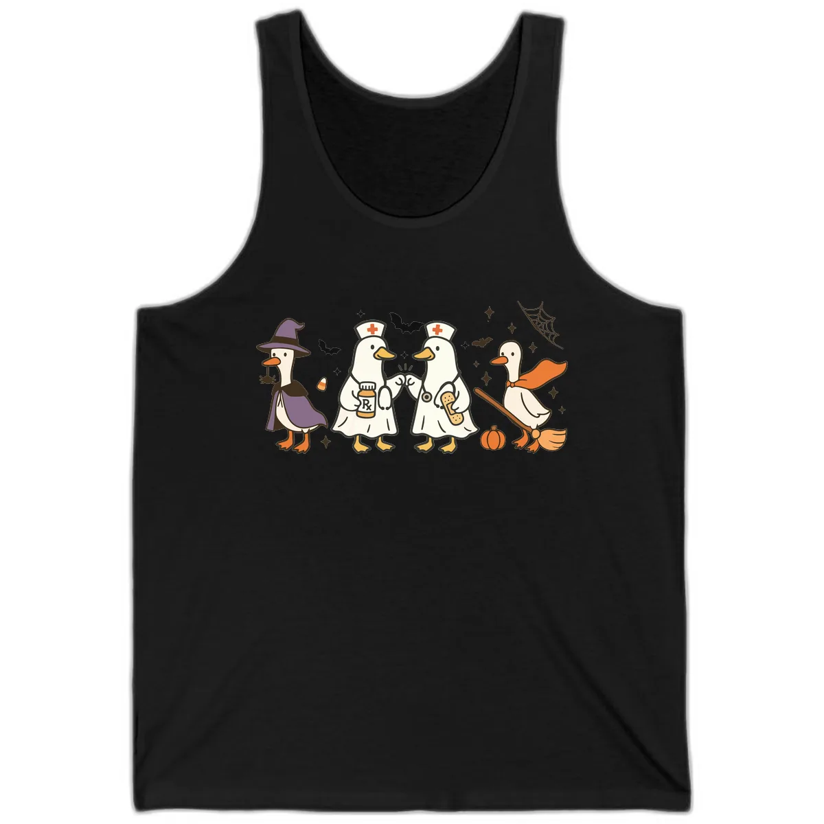 Halloween Duck Doctor Nurses Tank in Black