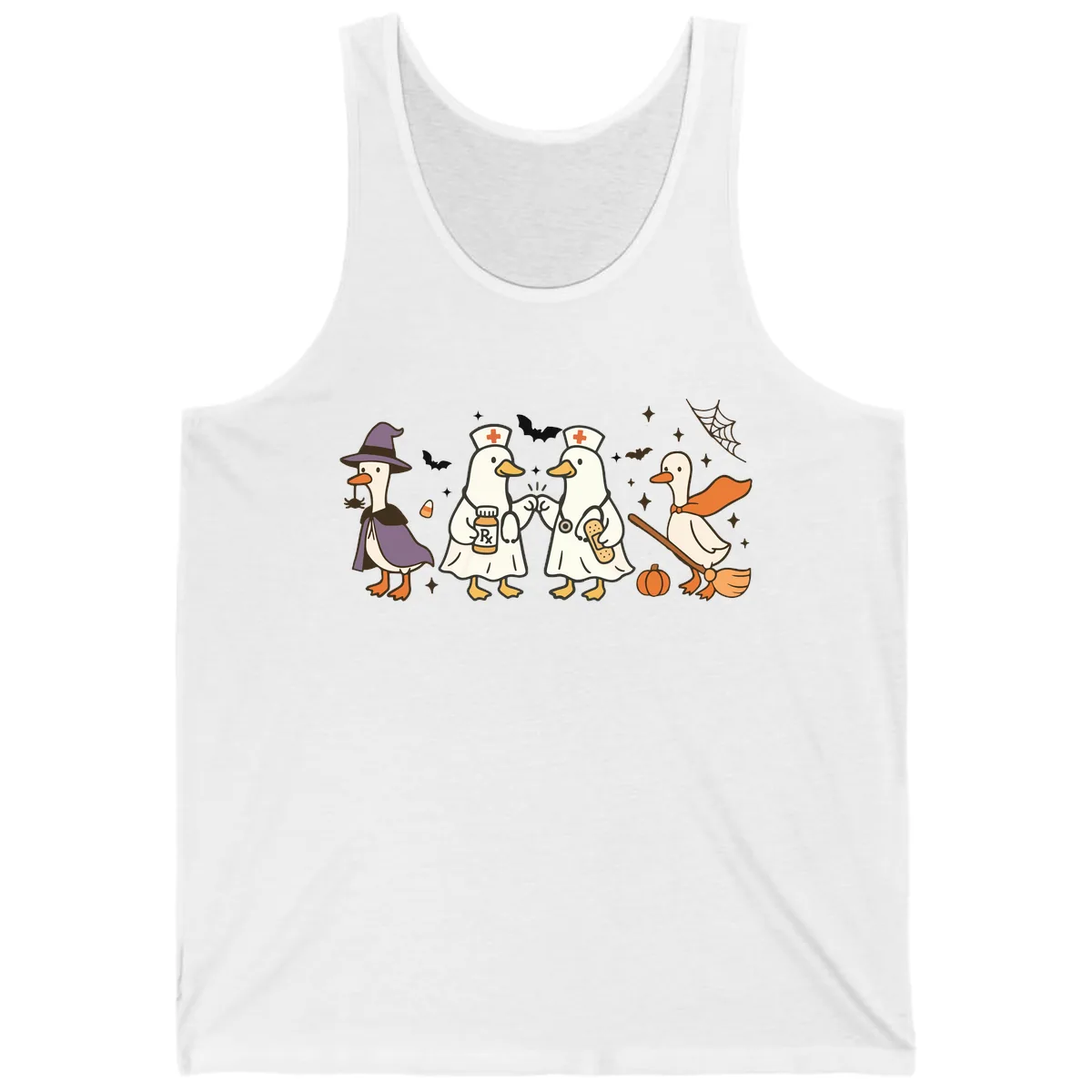 Halloween Duck Doctor Nurses Tank in White