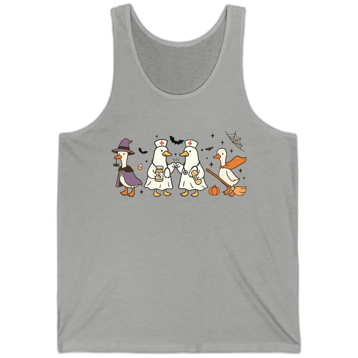 Halloween Duck Doctor Nurses Tank in Athletic Heather