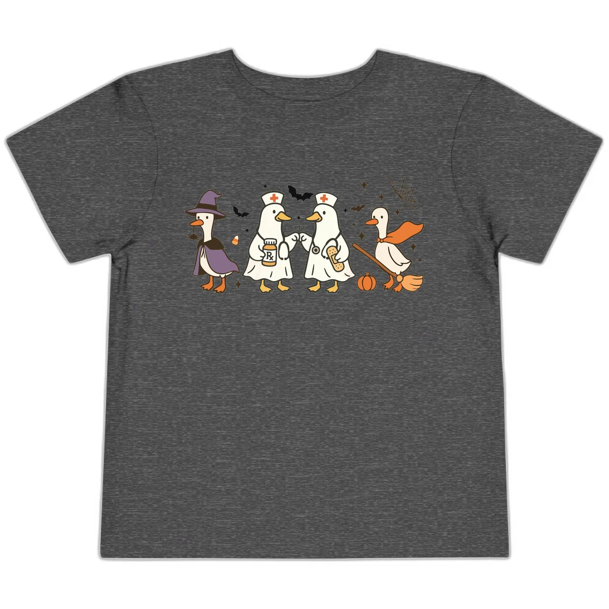 Halloween Duck Doctor Nurses Toddler T-Shirt in Dark Heather Grey