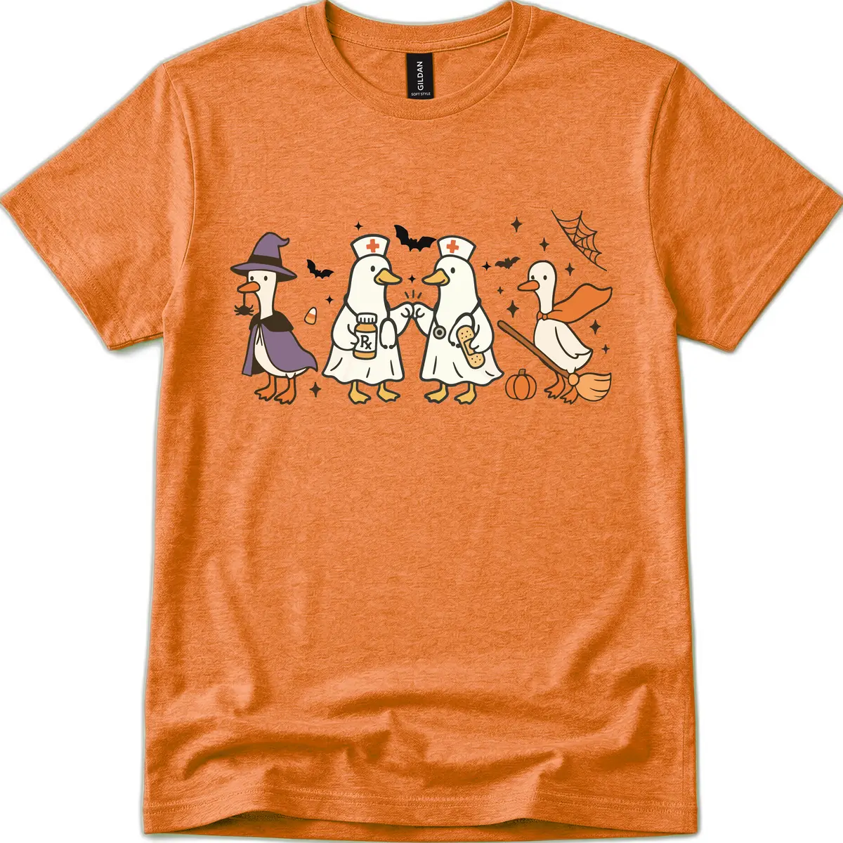 Halloween Duck Doctor Nurses T-Shirt in Heather Orange