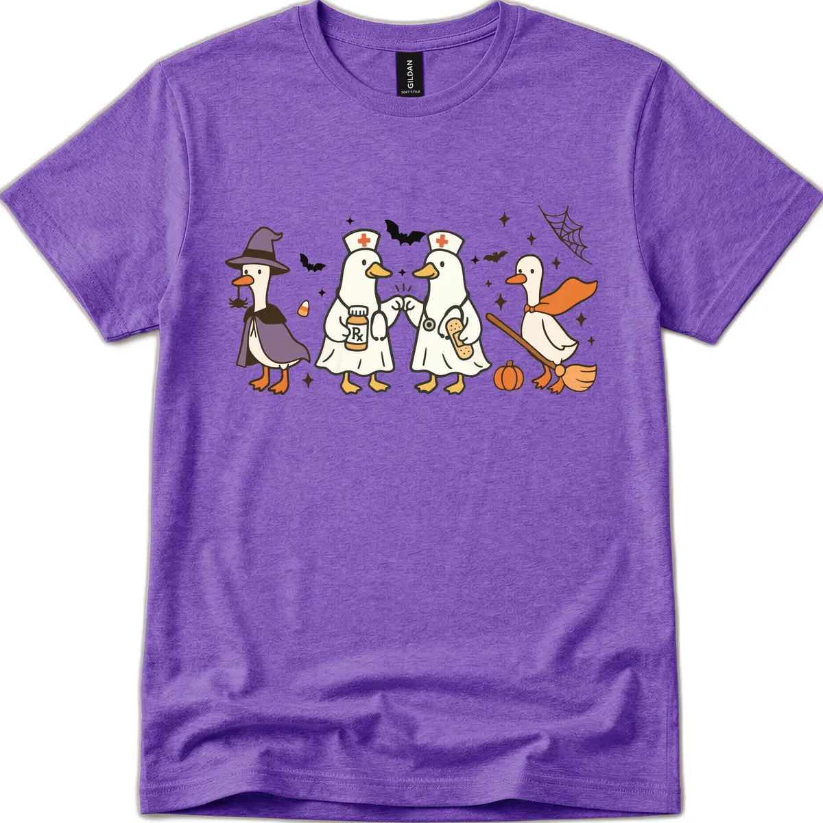 Halloween Duck Doctor Nurses T-Shirt in Heather Purple