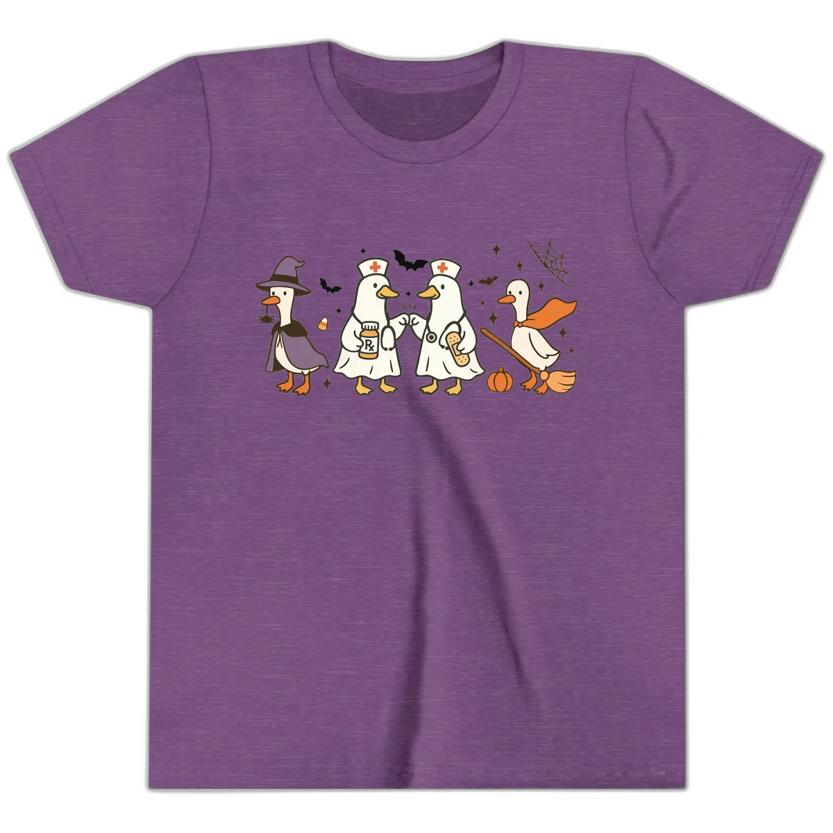 Halloween Duck Doctor Nurses Youth T-Shirt in Heather Team Purple