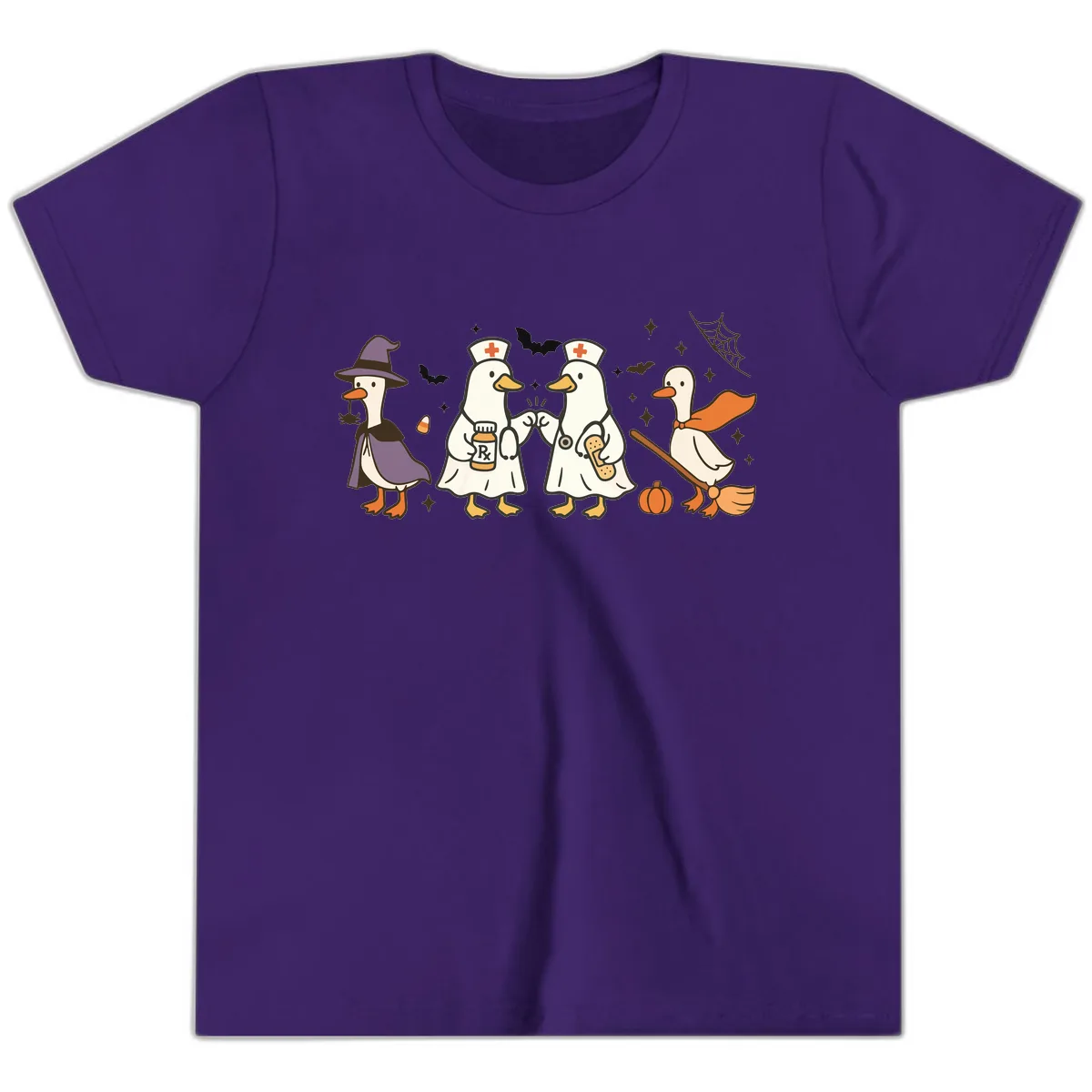 Halloween Duck Doctor Nurses Youth T-Shirt in Team Purple
