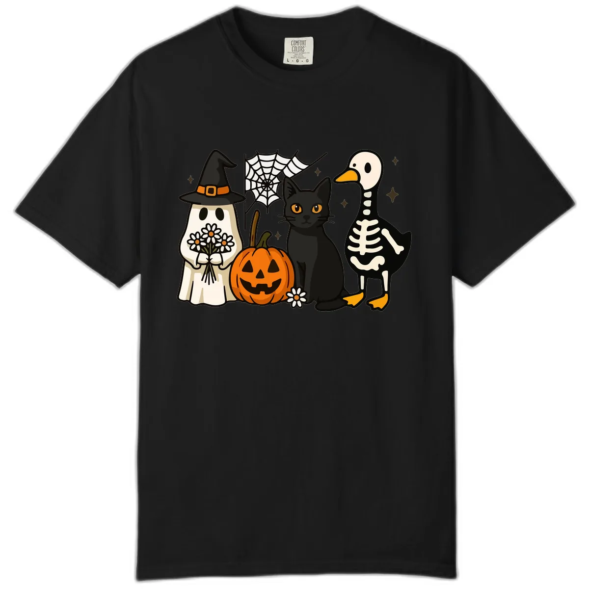 Ghostly Halloween Pals Design Comfort Color in Black