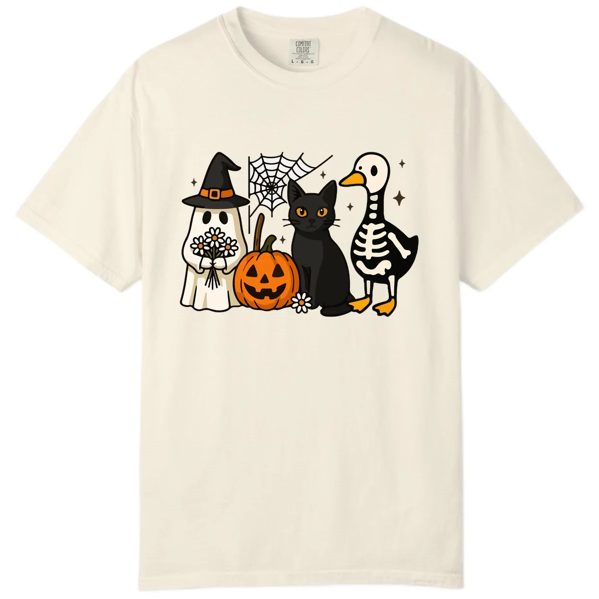 Ghostly Halloween Pals Design Comfort Color in Ivory