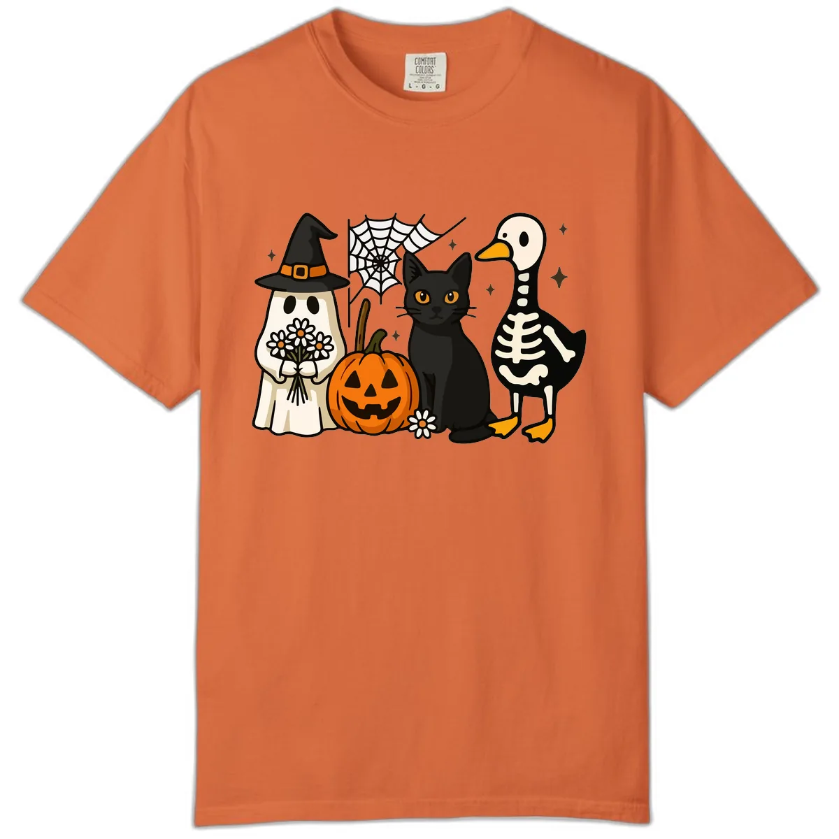Ghostly Halloween Pals Design Comfort Color in Burnt Orange