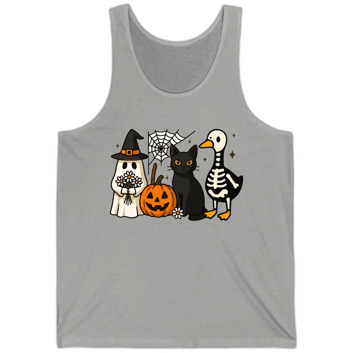 Ghostly Halloween Pals Design Tank in Athletic Heather