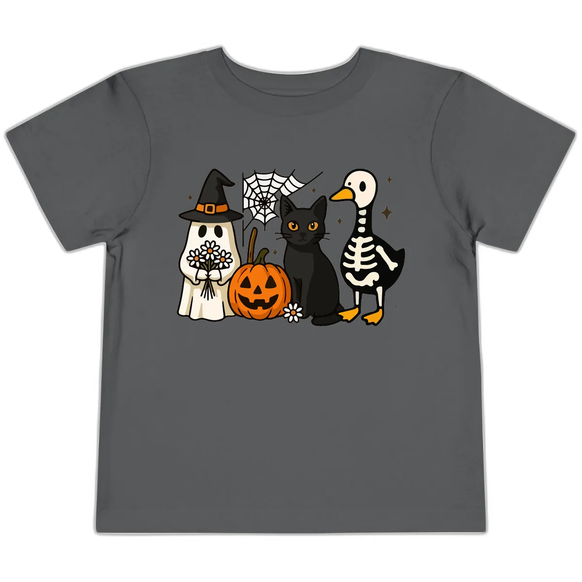Ghostly Halloween Pals Design Toddler T-Shirt in Asphalt