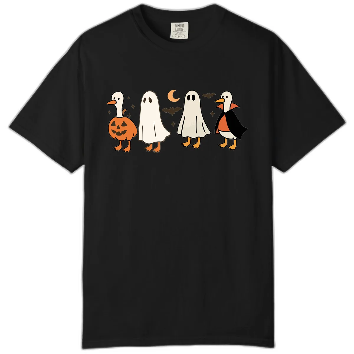 Halloween Duck And Ghost Friends Comfort Color in Black