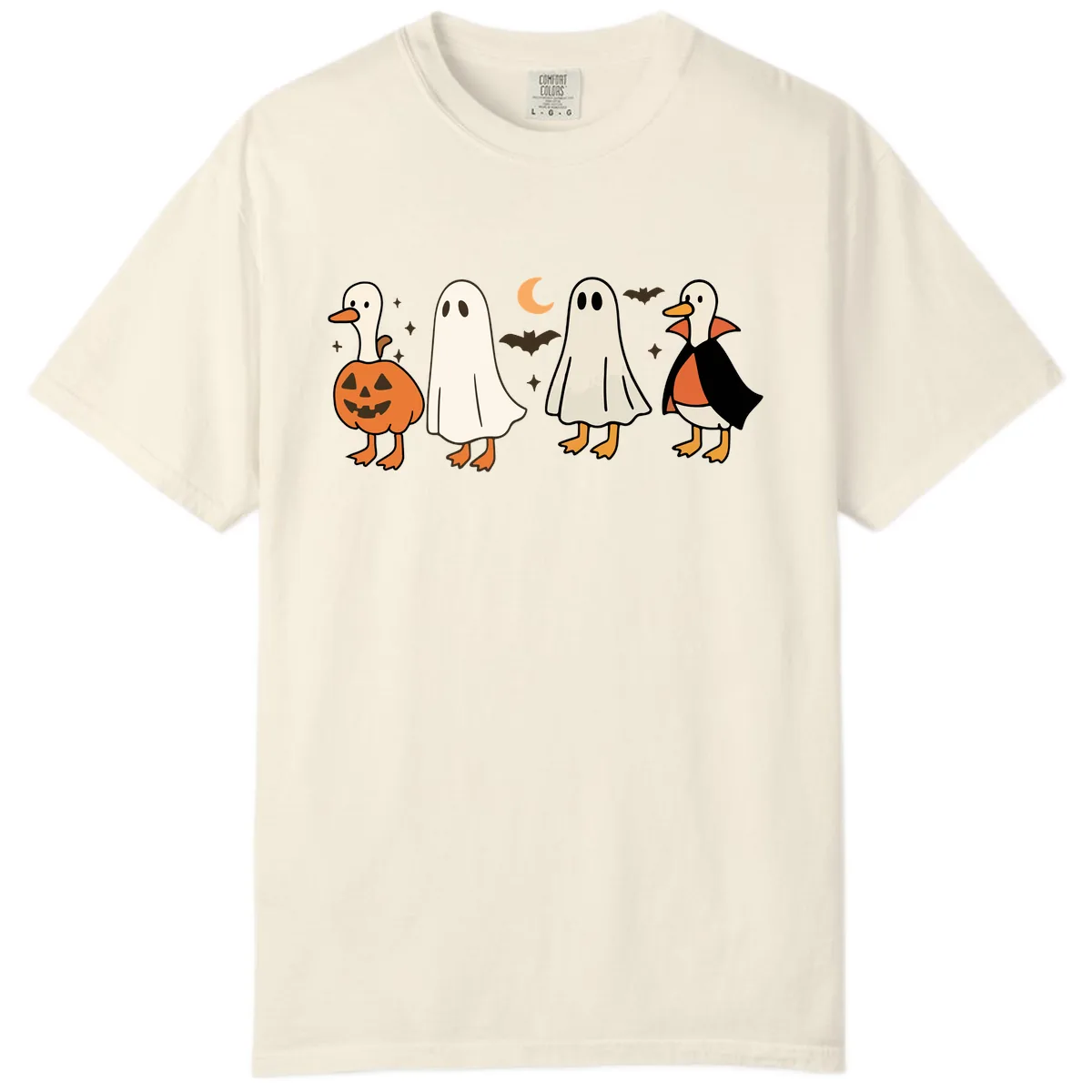 Halloween Duck And Ghost Friends Comfort Color in Ivory