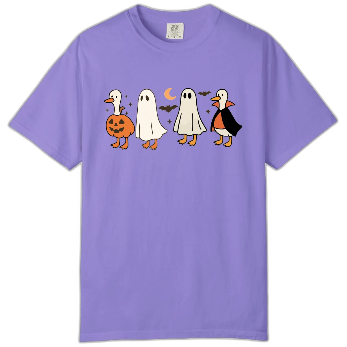 Halloween Duck And Ghost Friends Comfort Color in Violet