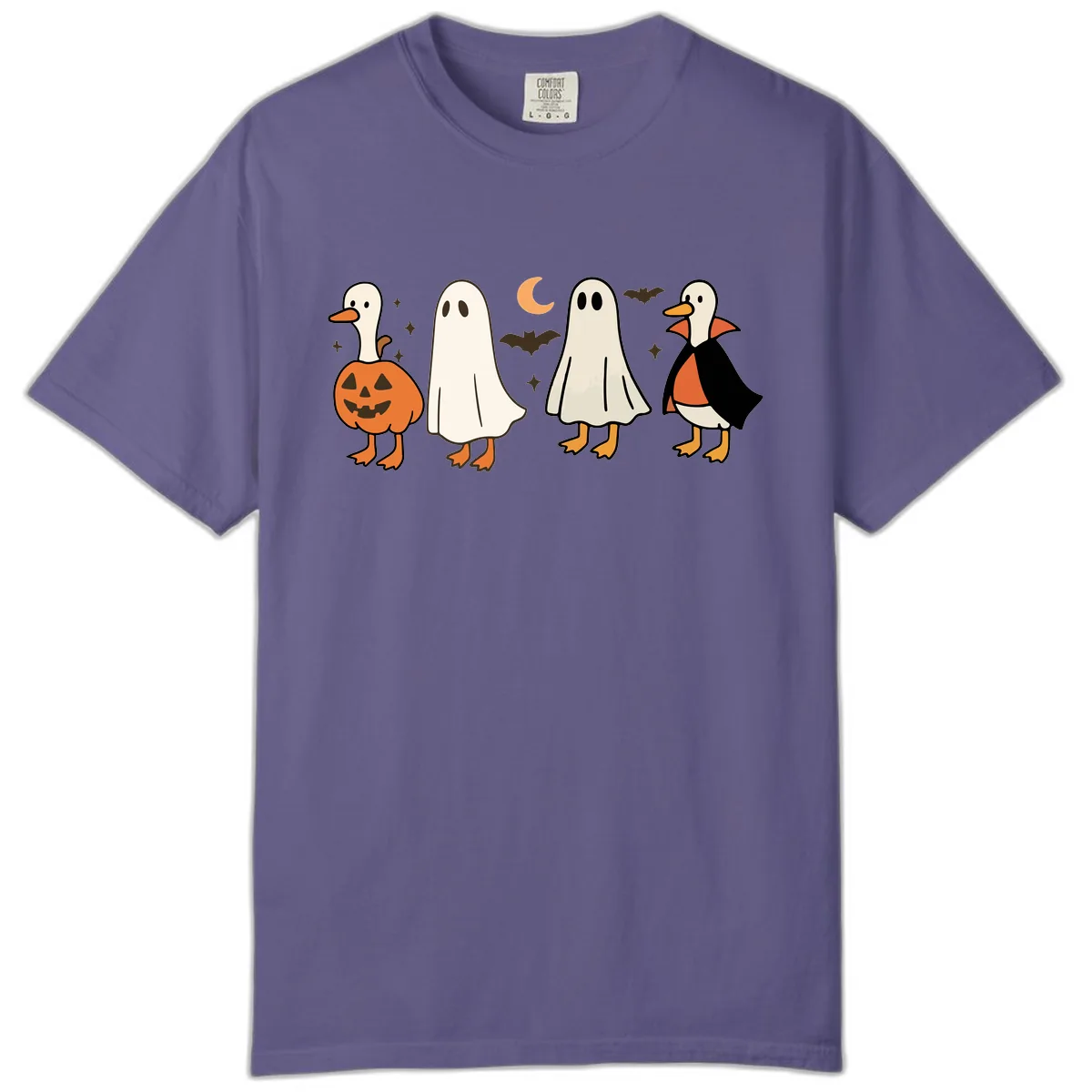 Halloween Duck And Ghost Friends Comfort Color in Grape