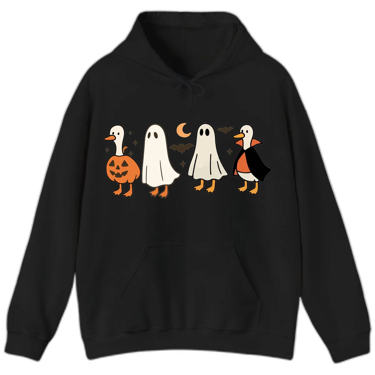 Halloween Duck And Ghost Friends Hoodie in Black
