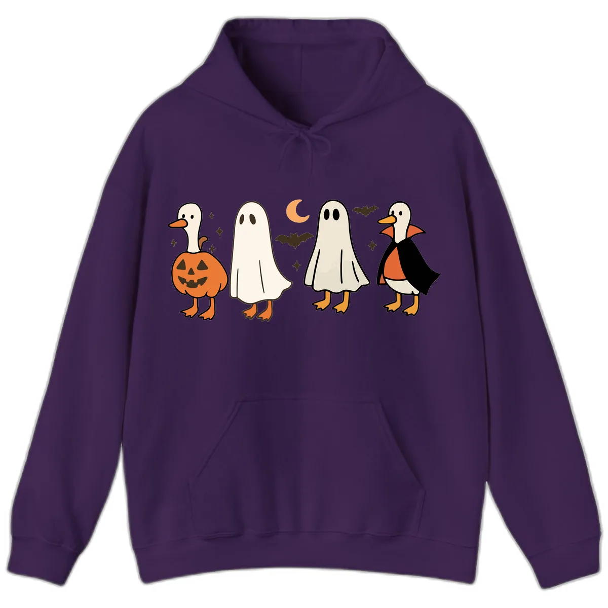 Halloween Duck And Ghost Friends Hoodie in Purple