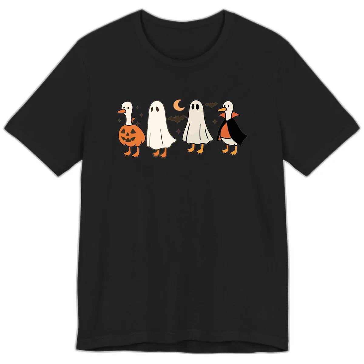 Halloween Duck And Ghost Friends Premium T-Shirt in Black
