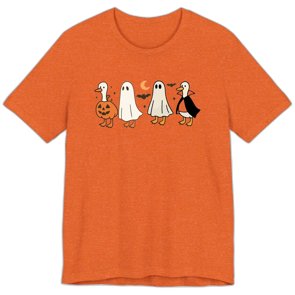 Halloween Duck And Ghost Friends Premium T-Shirt in Heather Orange