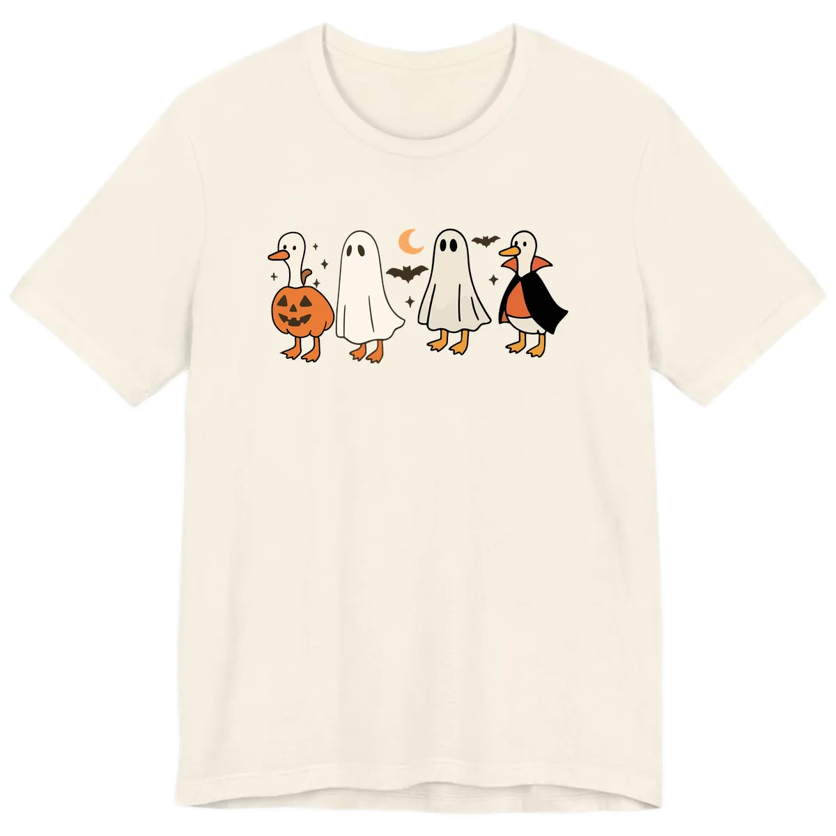 Halloween Duck And Ghost Friends Premium T-Shirt in Natural