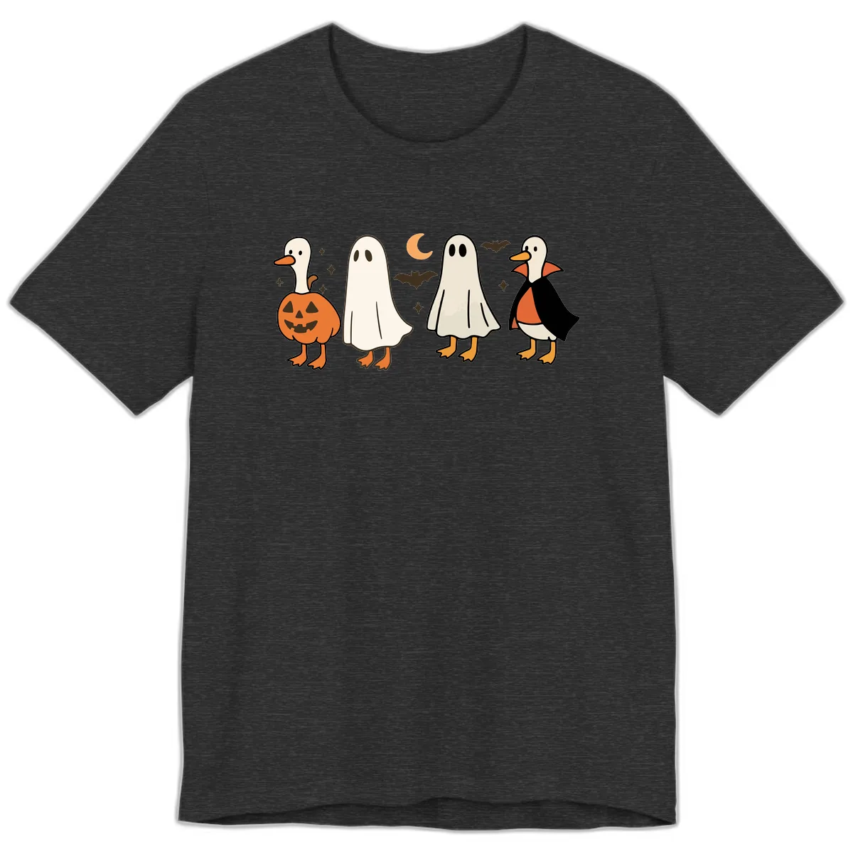 Halloween Duck And Ghost Friends Premium T-Shirt in Dark Grey Heather