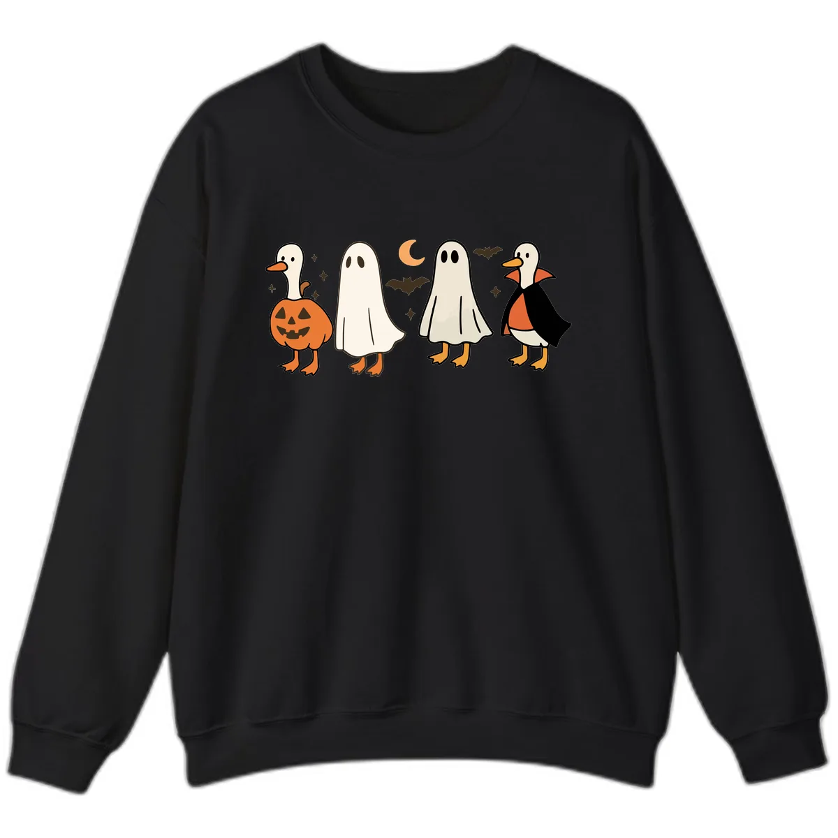 Halloween Duck And Ghost Friends Sweatshirt in Black