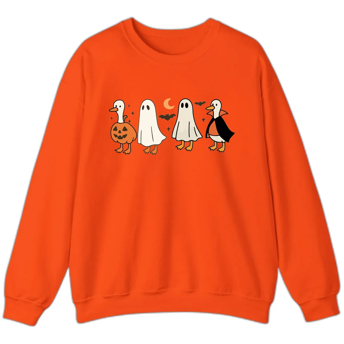 Halloween Duck And Ghost Friends Sweatshirt in Orange