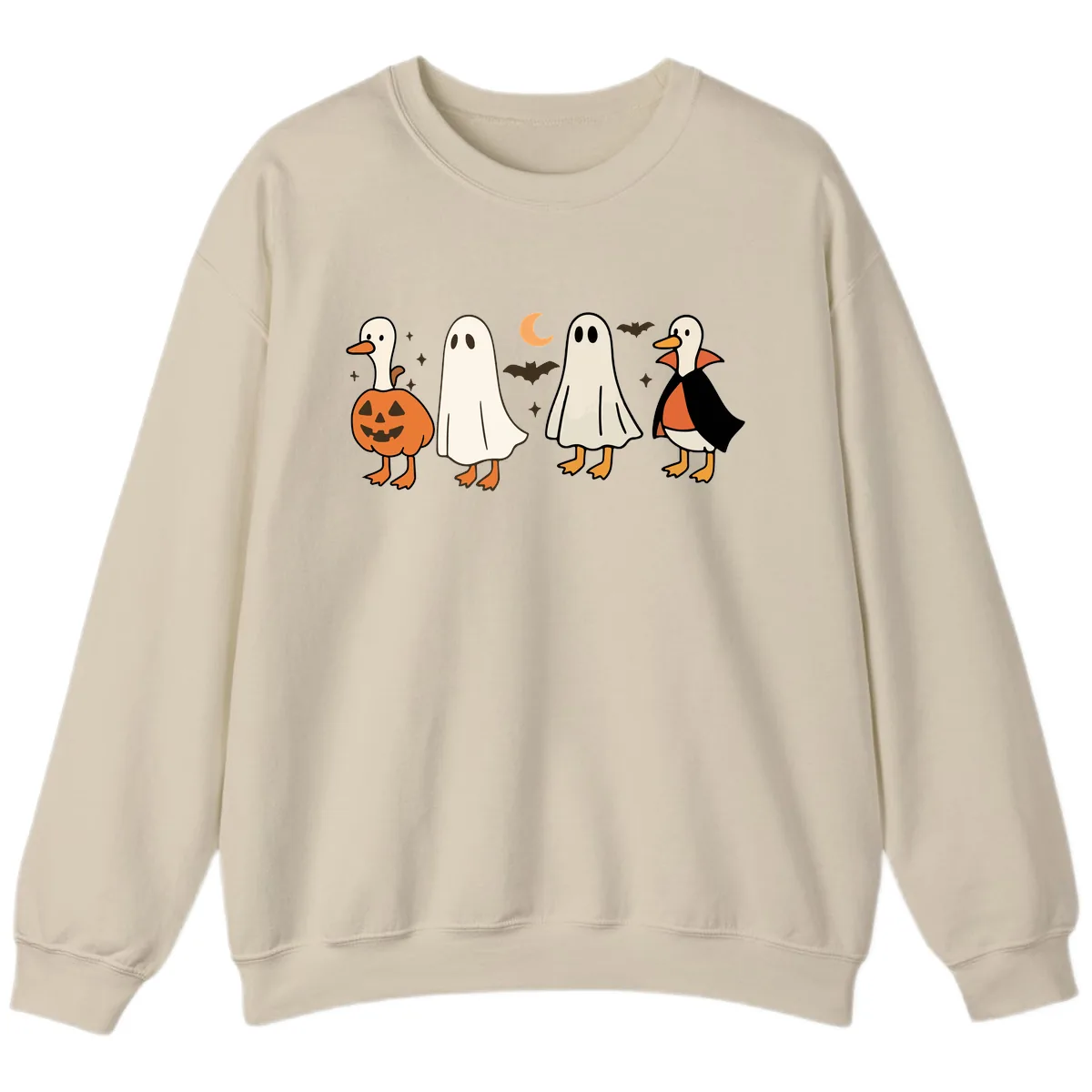 Halloween Duck And Ghost Friends Sweatshirt in Sand