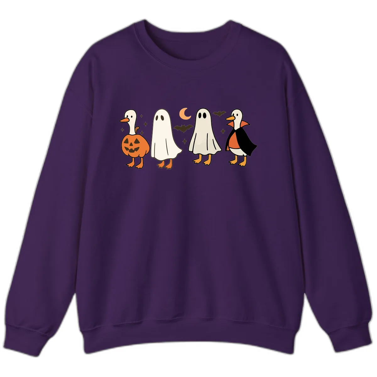Halloween Duck And Ghost Friends Sweatshirt in Purple