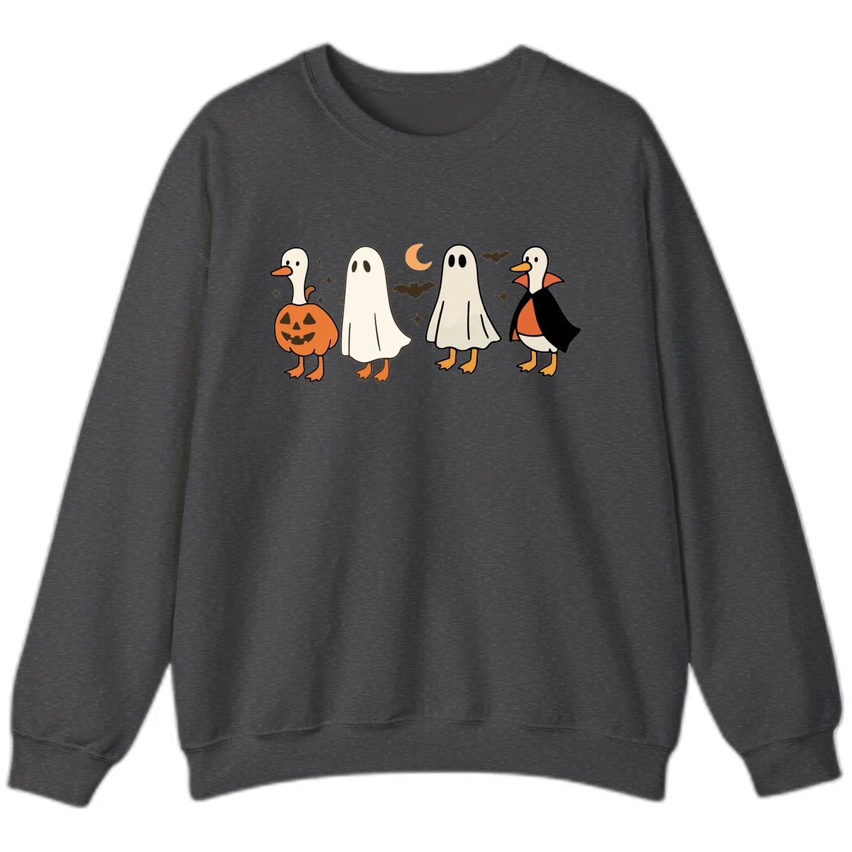 Halloween Duck And Ghost Friends Sweatshirt in Dark Heather