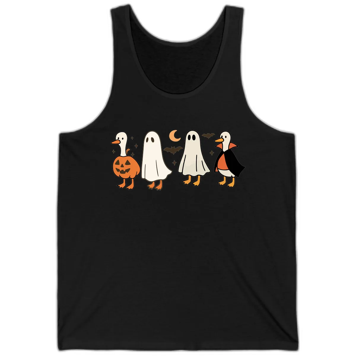 Halloween Duck And Ghost Friends Tank in Black