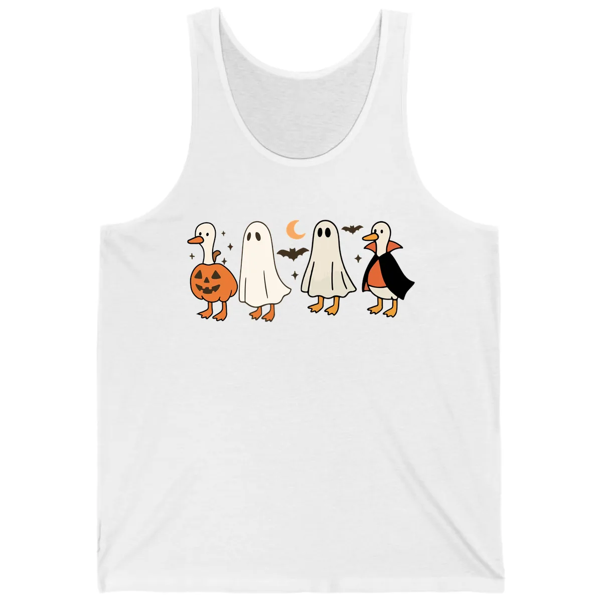 Halloween Duck And Ghost Friends Tank in White