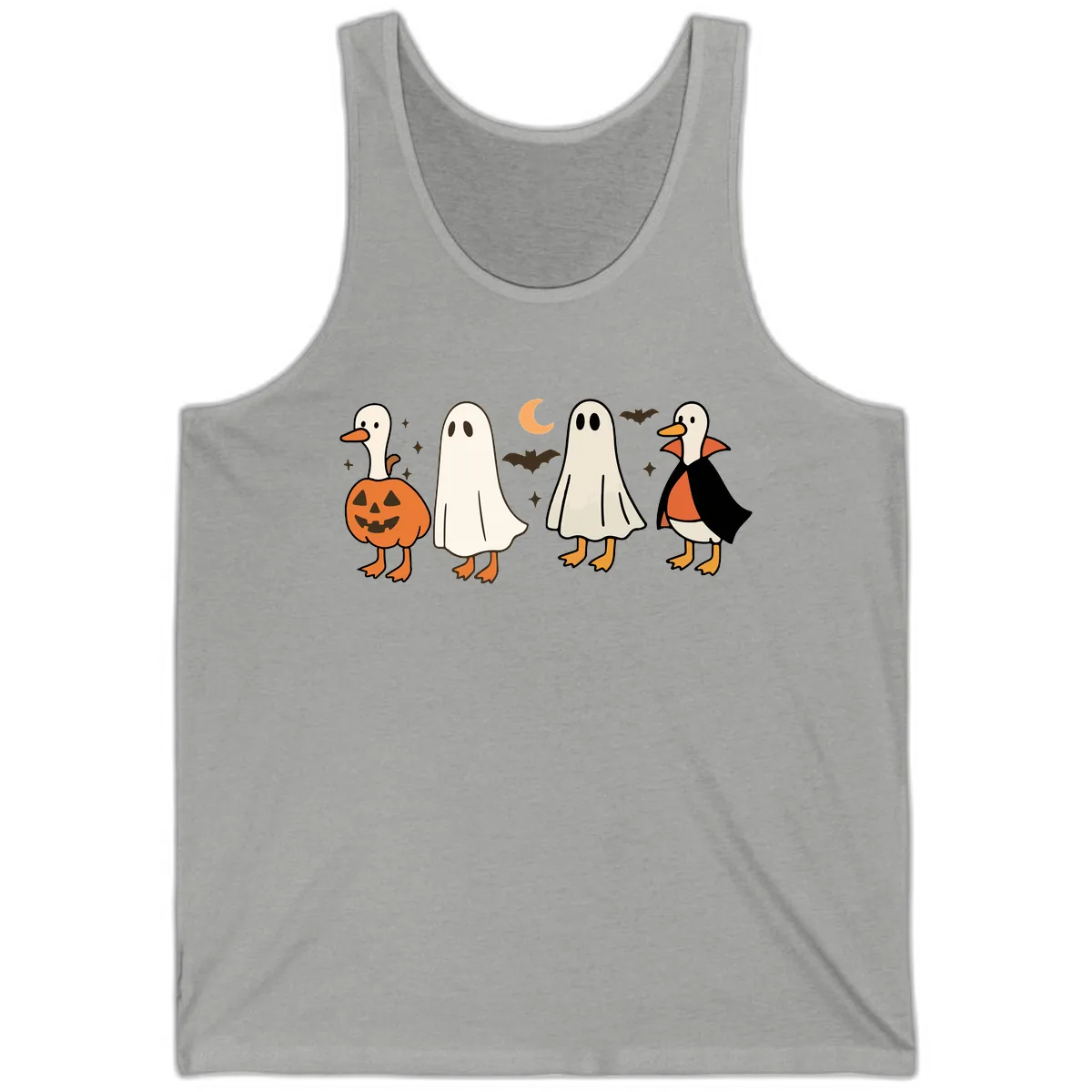 Halloween Duck And Ghost Friends Tank in Athletic Heather