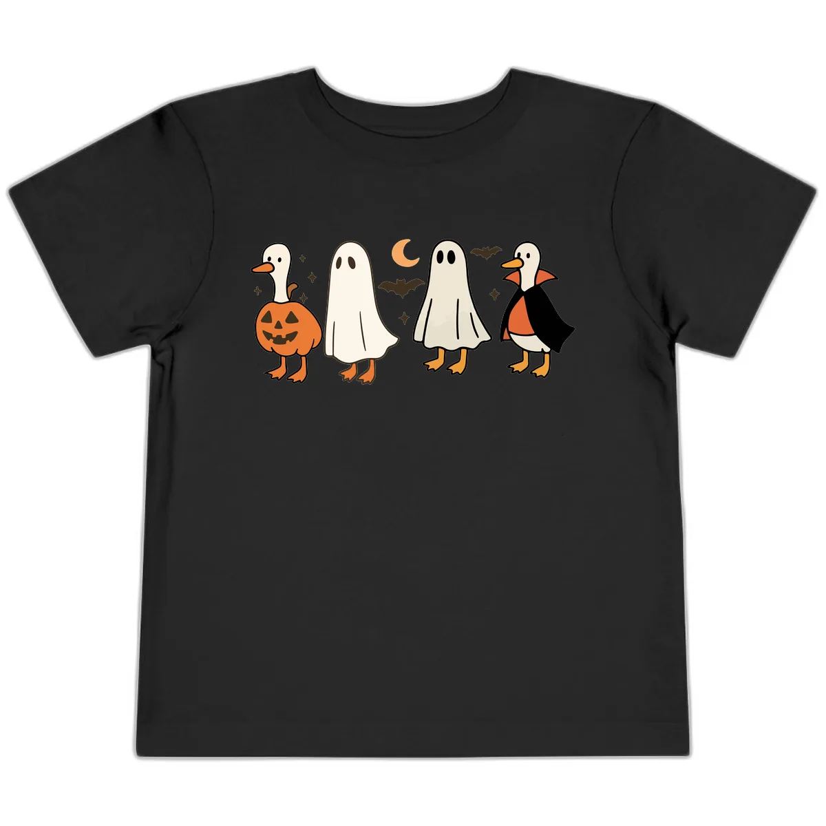 Halloween Duck And Ghost Friends Toddler T-Shirt in Black