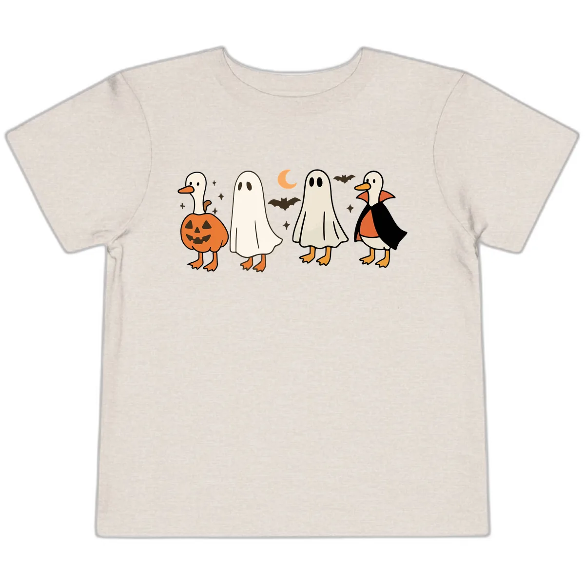 Halloween Duck And Ghost Friends Toddler T-Shirt in Heather Dust