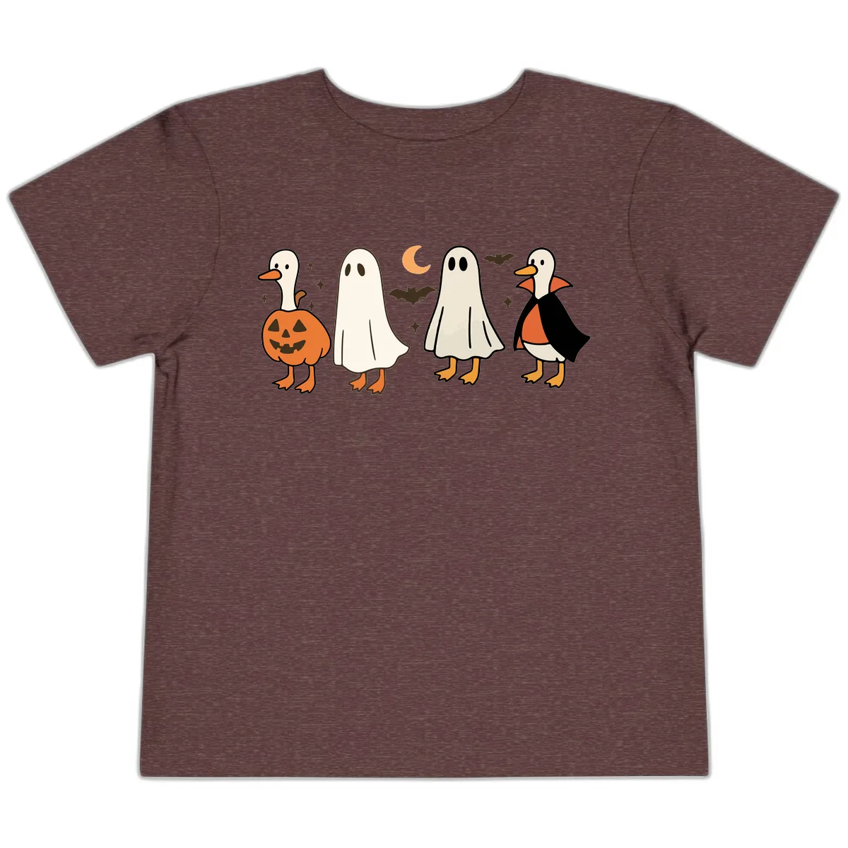 Halloween Duck And Ghost Friends Toddler T-Shirt in Heather Maroon