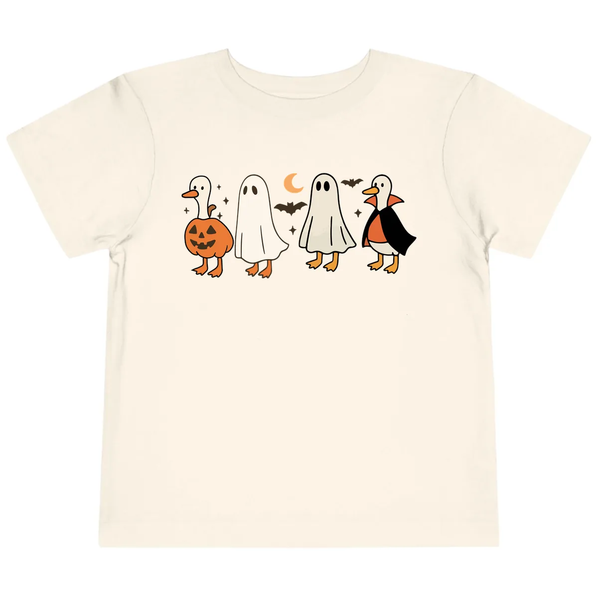 Halloween Duck And Ghost Friends Toddler T-Shirt in Natural